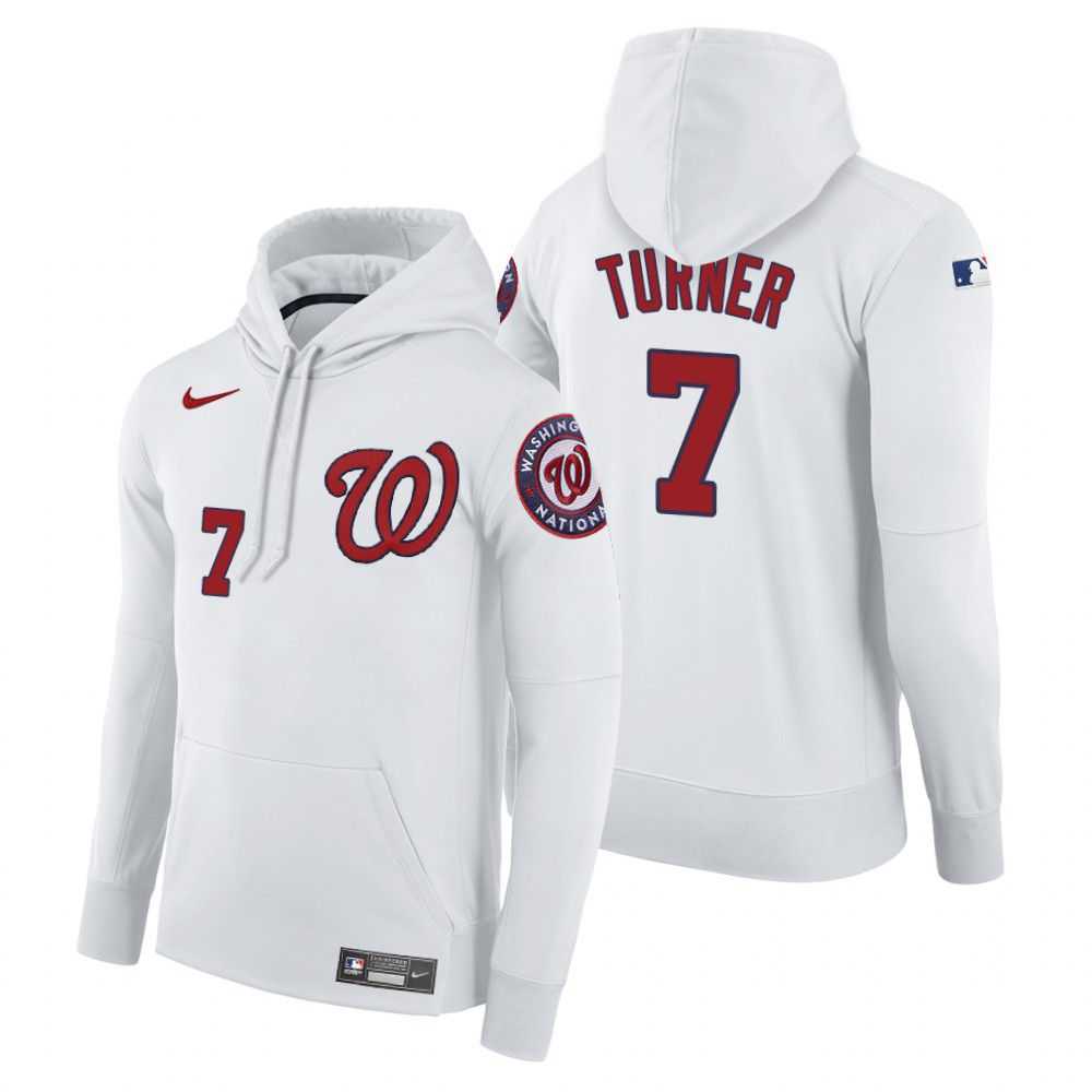 Men Washington Nationals 7 Turner white home hoodie 2021 MLB Nike Jerseys
